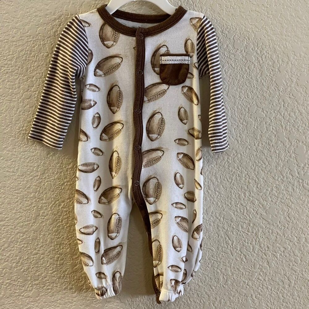 Mud Pie Convertible Football Print Sleeper Gown Romper